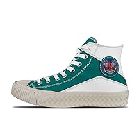 Popular graffiti-04,Cyan Custom high top lace up Non Slip Shock Absorbing Sneakers Sneakers with Fashionable Patterns