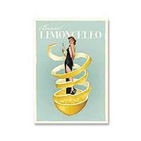 Funny Italian Food and Drink Canvas Art Vintage Poster Print Limoncello Spaghetti Vino Canvas Painting Wall Pictures Kitchen Room Bar Decor (Limoncello, 20 x28inch=(50 x70 cm), Unframed)