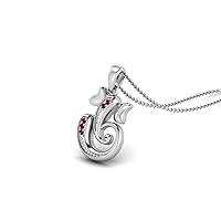 MOONEYE 925 Sterling Silver Natural Round Ruby Glass Filled Gemstone Hindu Religious Ganesh Necklace Men Women Necklace Pendant