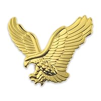 PinMart's Soaring Flying Gold Eagle Metal Lapel Pin with Magnetic Back