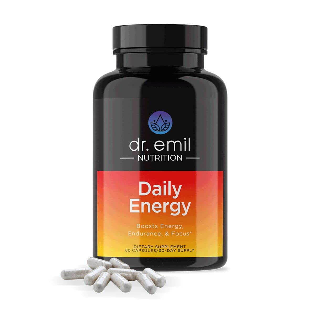 DR EMIL NUTRITION Daily Energy Supplement - Sugar Free Energy Pills with 160mg Caffeine Per Serving - Energy Booster & Focus Supplement with Guarana Extract, L-Taurine & L-Theanine
