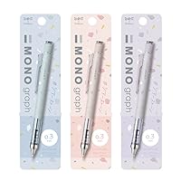 Tombow MONO DCD-332XAZ Mechanical Pencil, Monograph, 0.01 inches (0.3 mm), Shearstone Pattern, Assorted, Set of 3