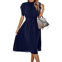 Dresses for Women Wedding Guest Dress Batwing Sleeve Belted Dress Womens Dresses