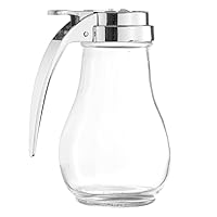 Tezzorio 14-Ounce Glass Syrup Dispenser, Retro Style Bulb Jar Syrup Dispenser with Chrome Plated Retracting Spout, Dispensing Thumb-Lever, Pancake Syrup Dispensers
