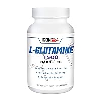 Icon Muscle L-Glutamine 1500 Capsules - 1.5 Grams- 120 Capsules -Amino Acid - Muscle Recovery