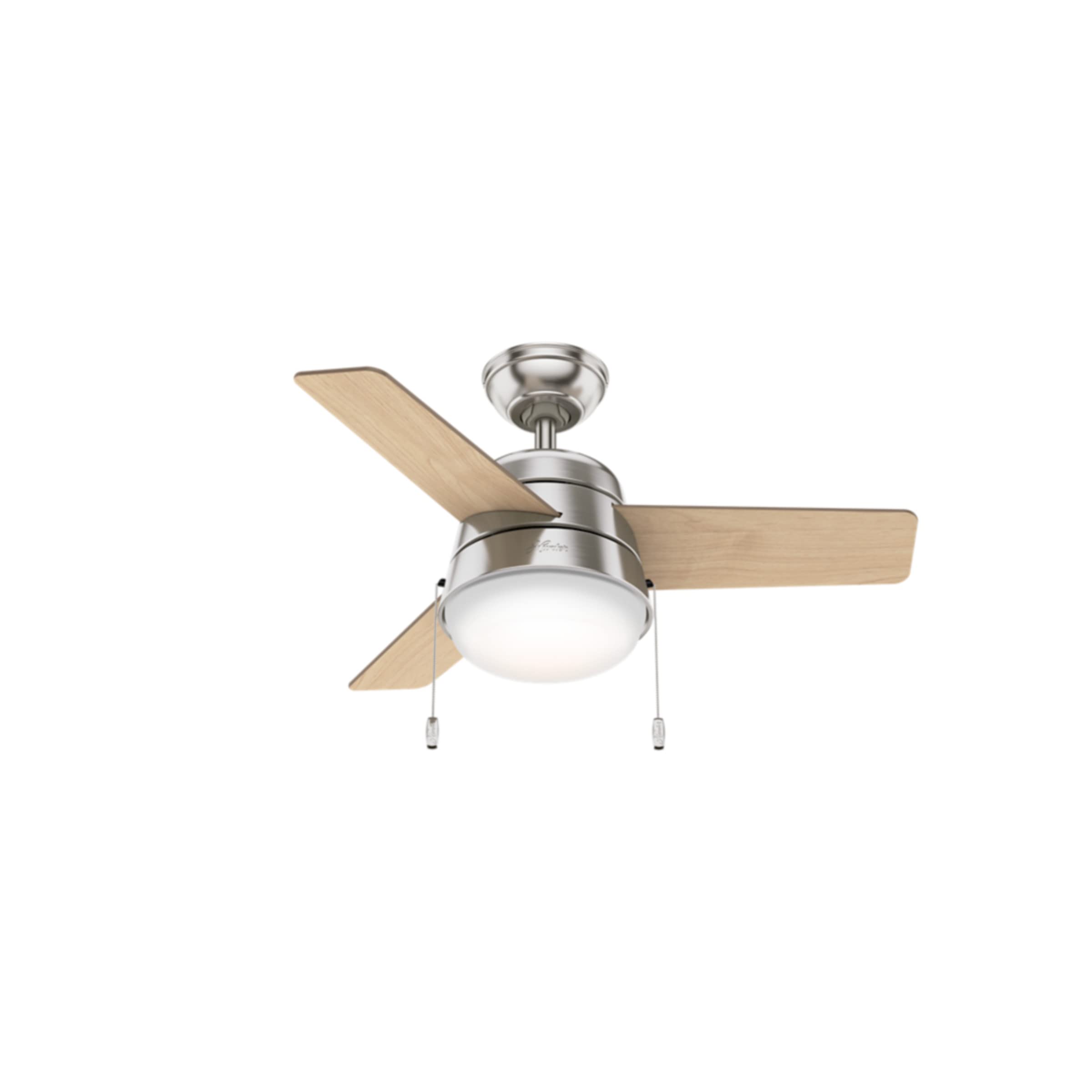 Hunter Fan Company, 59303, 36 inch Aker Brushed Nickel Ceiling Fan with LED Light Kit and Pull Chain