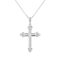 Diamond Cross Necklace 14K White Gold