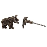 IndianShelf 2 Pieces Elephant Iron Antique Animal Drawer Knobs for Kitchen Cabinet Hardware Door Pulls Decorative Kids Dresser Knobs Nursery Premium Artisans