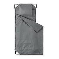 Wake In Cloud - Gray Nap Mat with Pillow for Kids Toddler Boys Girls, Fit Preschool Daycare Sleeping Cot with Elastic Corner Straps, Solid Plain Color Grey, 100% Soft Microfiber