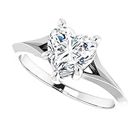 10K Solid White Gold Handmade Engagement Ring 1.00 CT Heart Cut Moissanite Diamond Solitaire Wedding/Bridal Ring for Woman/Her Amazing Ring