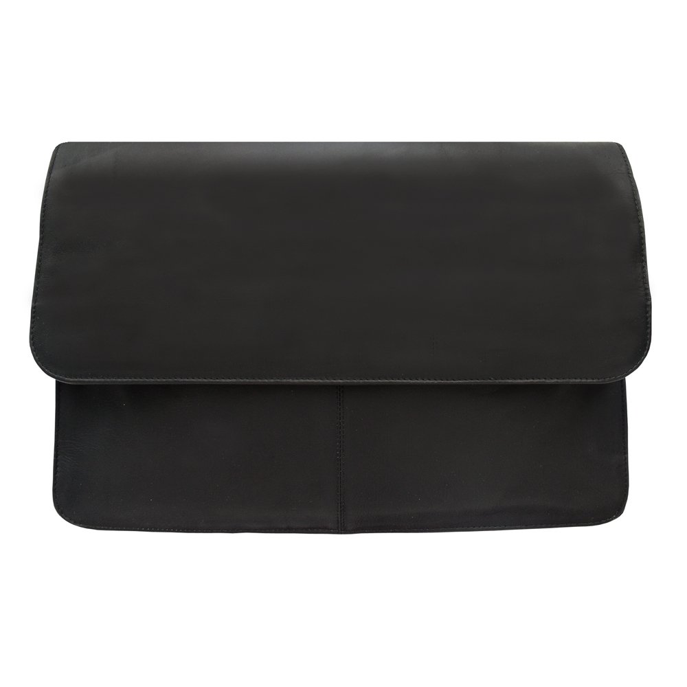 Piel Leather Three-Section Flap Portfolio, Black, One Size