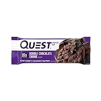 Quest Nutrition Protein Bar, Double Chocolate Chunk, 20g Protein, 4g Net Carbs, 180 Cals, High Protein, Low Carb, Gluten & Soy Free
