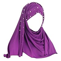 Girls Hijab Scarf with Beads Muslim Hijab Long Turban Head Scarf Shawl Wrap for Women