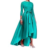 Women's High Low Lace Mother of The Bride Dress Applique Sequins Prom Dress