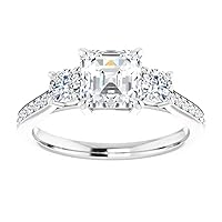 925 Silver,10K/14K/18K Solid White Gold Handmade Engagement Ring 1.50 CT Asscher Cut Moissanite Diamond Solitaire Wedding/Gorgeous Gifts for/Her Woman Ring