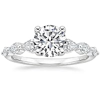 JEWELERYIUM 1 CT Round Cut Colorless Moissanite Engagement Ring, Wedding/Bridal Ring Set, Solitaire Halo Style, Solid Sterling Silver Antique Anniversary Bride Jewelry, for Her