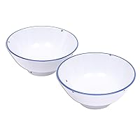 NOVICA Handmade Ceramic Bowls Enamelwarelook from Thailand Pair White Tableware Dinnerware Shabby Chic [ 2.6in H x 6in Diam. 12 Oz.] 'Rustic Charm'(Pair)
