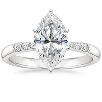 10K Solid White Gold Handmade Engagement Ring 3.0 CT Marquise Cut Moissanite Diamond Solitaire Wedding/Bridal Ring Set for Women/Her Propose Ring