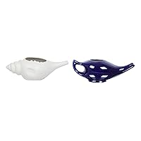 Leak Proof Durable Ceramic White Matt 300 ML and Blue 230 ML Neti Pot Non-Metallic and Comfortable Grip Microwave and Dishwasher Friendly Natural Treatment for Sinus