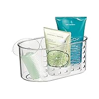 iDesign Plastic Suction Shower Caddy Basket for Shampoo, Conditioner, Soap, Creams, Towels, Razors, Loofahs in Master, Guest, Kid's Bathroom, 7.25