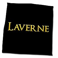 3dRose Laverne Mainstream Female Name in The USA. Yellow on Black Amulet - Towels (twl-341779-3)