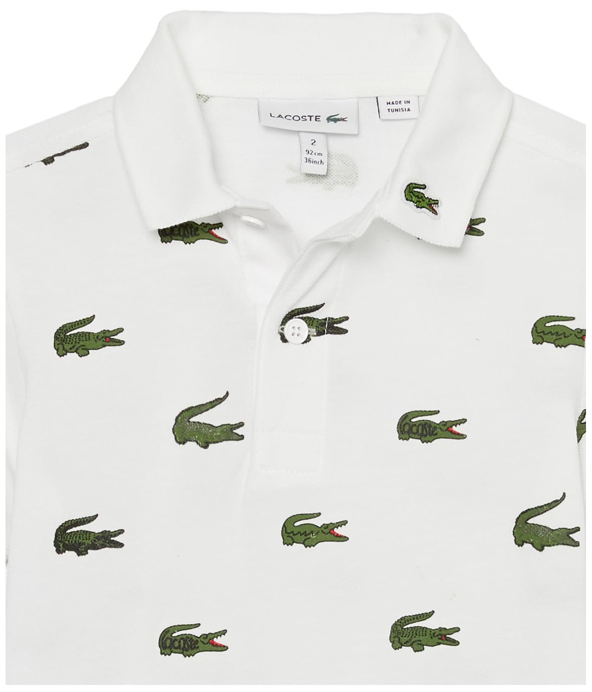 Lacoste Allover Croc Print Polo, Blanc, 12 Months