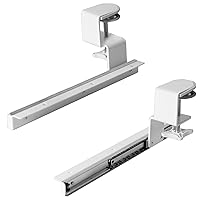 Clamp and 12 inch Rail Set for DIY Custom Wooden Keyboard Trays (Tray Not Included), Under Desk Pull Out Slider Track with Extra Sturdy C-clamp Mount System, White, MOUNT-RAIL02W