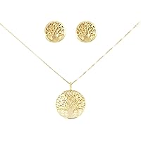 Gold Necklace Set - Experience Italian Luxury with Lucchetta's 14k Solid Tree of Life for Women
