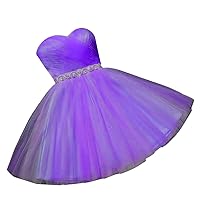 Women's Tulle Short Homecoming Dresses Strapless A Line Prom Party Gowns