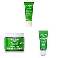 Weleda Skin Food Original Ultra-Rich Body Cream 2.5 Fluid Ounce, Plant Rich Hydrating Moisturizer & Skin Food Body Butter 5 Fluid Ounce, Sustainable Glass Jar & Skin Food Lip Butter, 0.27 Ounce