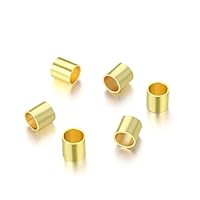 50pcs Adabele Authentic Gold Plated Sterling Silver Loose Crimp Bead 1.6mm Smooth Tiny Tubes Spacer (Hole 0.9mm) for Jewelry Making SS244-1