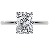 Riya Gems 2.50 CT Radiant Moissanite Engagement Ring Wedding Eternity Band Vintage Solitaire Halo Setting Silver Jewelry Anniversary Promise Vintage Ring Gift for Her