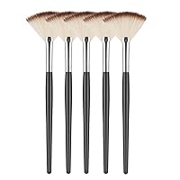 Pack of 5 Soft Fan Brushes Facial Mask Acid Applicator Chemical Peel Mud Cream Beauty Cosmetic Makeup Brush Tools White (Brown)