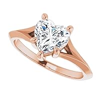 18K Solid Rose Gold Handmade Engagement Ring 1.00 CT Heart Cut Moissanite Diamond Solitaire Wedding/Bridal Ring for Woman/Her Amazing Ring