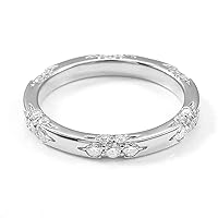Moissanite Promise Rings,ZYI jewelry —One Simulated Diamond Engagement Bands for Women grils,Sterling Silver Rings Plated White Gold,D color VVS1 clarity Snowbud Flower Eternity Ring,for Anniversary.