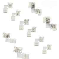 10mm L Shape 4 Pin Connector for 5050/3528 RGB 4 Conductor Quick Splitter Right Angle Corner Connector Clip for LED Strip Light RGB 4 Conductor LED Tape Lights Strip to Strip