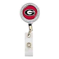 Woman's University of Georgia Bulldogs Crystal Retractable ID Badge Reel with Belt Clip