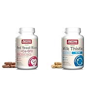 Red Yeast Rice 1200 mg & Co-Q10 100 mg Per Serving-120 Veggie Caps-60 Servings & Heart Health-Vegan & Milk Thistle 150 mg with 30:1 Standardized Silymarin Extract
