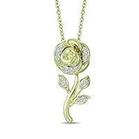 1 Ct Round Cut Simulated Diamond Flower Pendant Necklace 925 Sterling Silver 14k Yellow Gold Plated