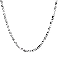 Savlano 925 Sterling Silver Rhodium Plated 3.5MM, 5.5MM Franco Square Box Chain Necklace for Men-Made In Italy Comes with a Gift Box