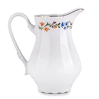 Porcelain Cream Jug 28.74 fl oz (850 ml) Provence Flowers Porcelain Milk Jug Pouring Creamer Pitcher with Handle