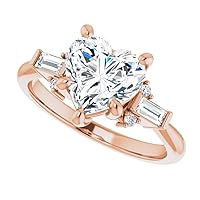 Moissanite Heart and Infinity Ring Set, 2ct Total, Sterling Silver, Twist Design