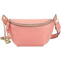 Adjustable Shoulder Strap Leather Waist Bag for Women's Crossbody Handbags (Pink)