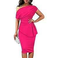 HipGlamp Women Elegant 2024 Sexy Off Shoulder Ruched Wedding Guest Bodycon Party Dresses