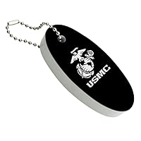GRAPHICS & MORE Marine Corps USMC Text White Logo on Black Officially Licensed Floating Keychain Oval Foam Fishing Boat Buoy Key Float