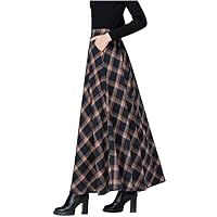 Elegant Embroidered Pleated Skirt Women Plus Size Warm Woolen Long Skirt Lady High Waist Casual Wool Office
