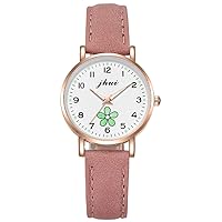 Simple Dial Watch for Women Leather Band Analog Quartz Watches