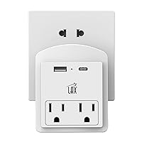LAX Gadgets Multi-Plug Outlet - Surge Protectors 2 Wall Outlet Extender with USB-A & USB-C Port - White