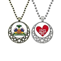 Haiti North America National Emblem Pendant Necklace Mens Womens Valentine Chain