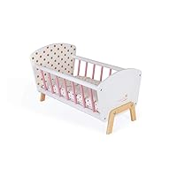 Janod Candy Chic Doll's Bed - Wooden Baby Doll Cradle - Ages 3+ Years J05889